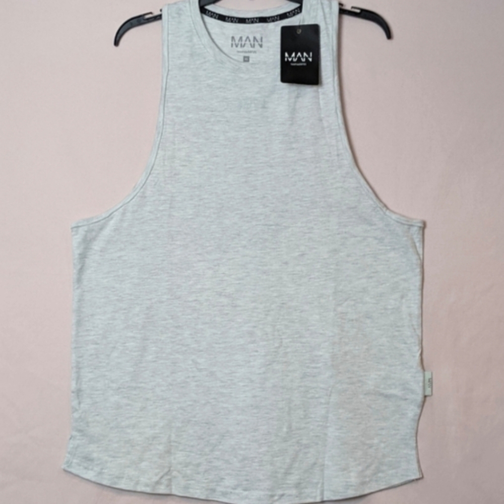 Boohoo Man Light Gray Racer Back Tank Top size XL